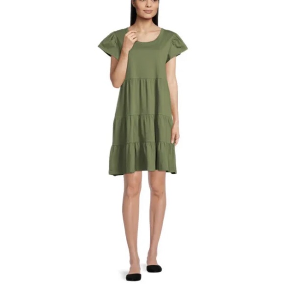 Time and Tru Knit Tiered Dress Green Chili Size XXXL NEW - Picture 8 of 8